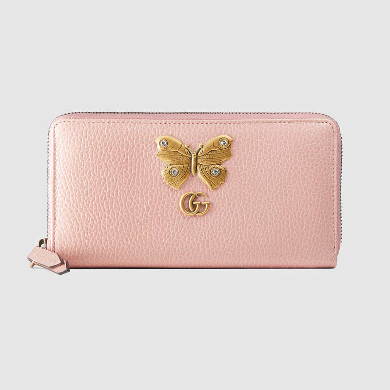 Gucci Leather zip around wallet with butterfly 499363 CAOGT 5969