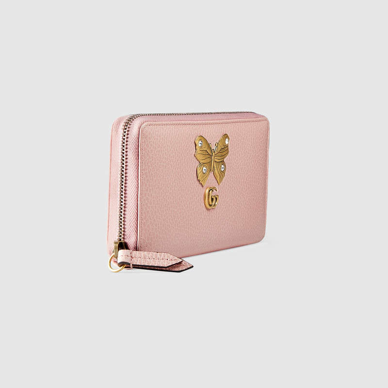 Gucci Leather zip around wallet with butterfly 499363 CAOGT 5969