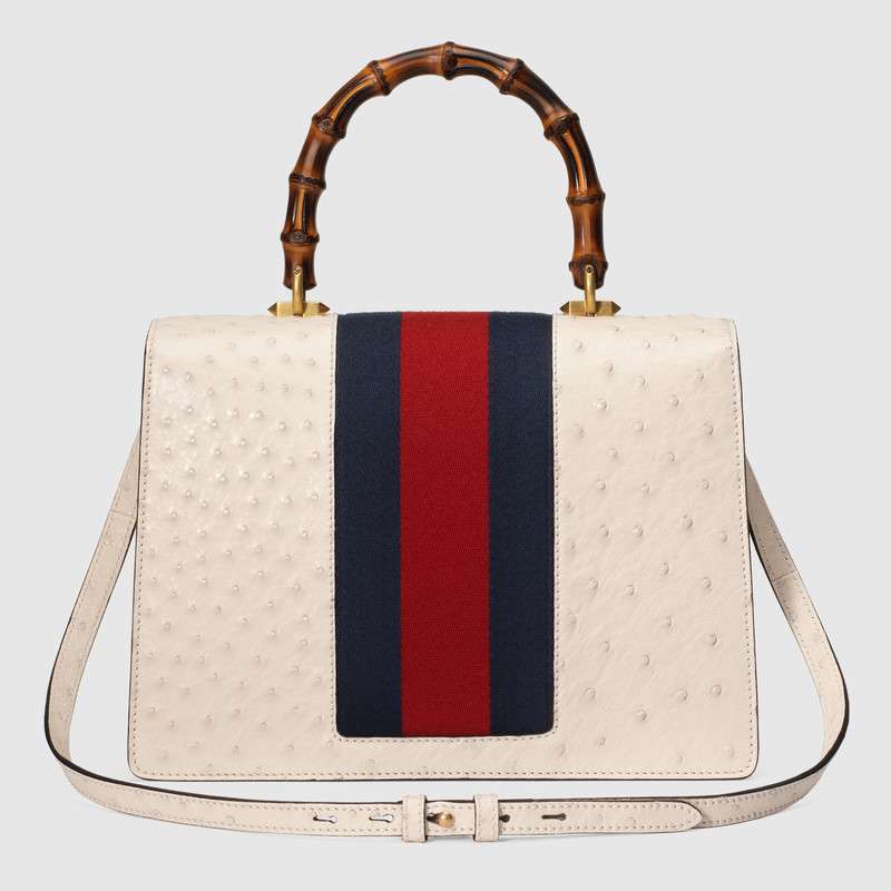 Gucci Ostrich top handle bag with moth 488691 EVKET 9680