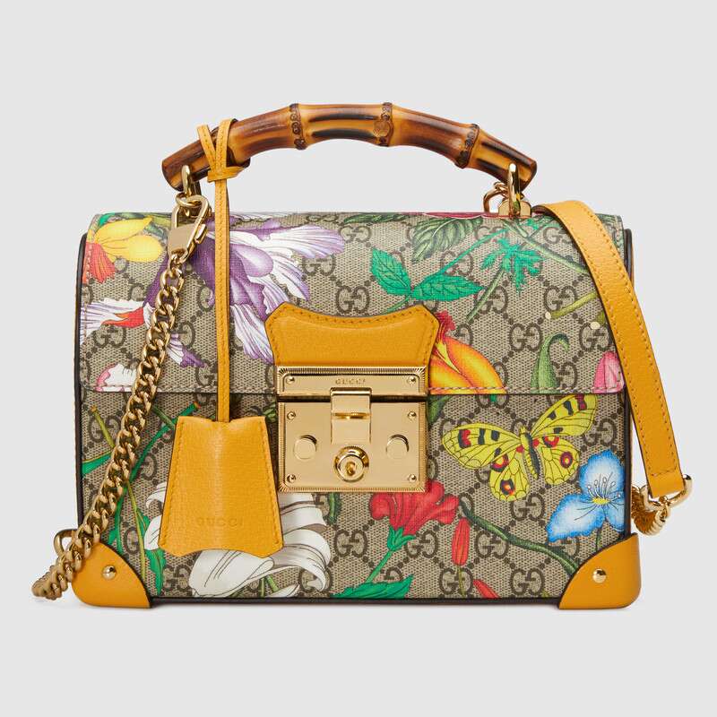 Gucci Padlock GG Flora small bamboo shoulder bag 603221 HV8GC 9782