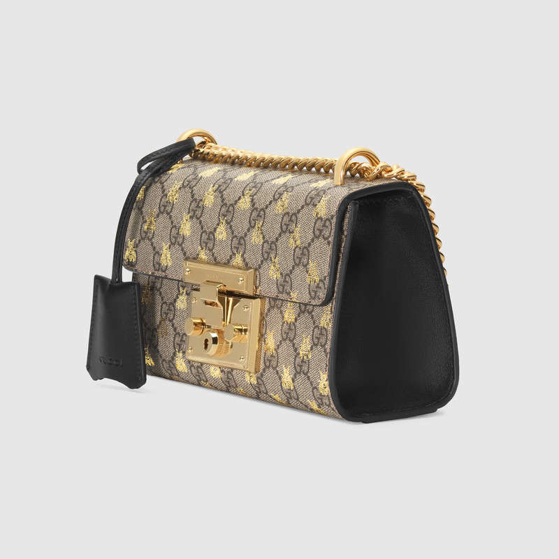 Gucci Padlock small GG bees shoulder bag 409487 9F26G 8319