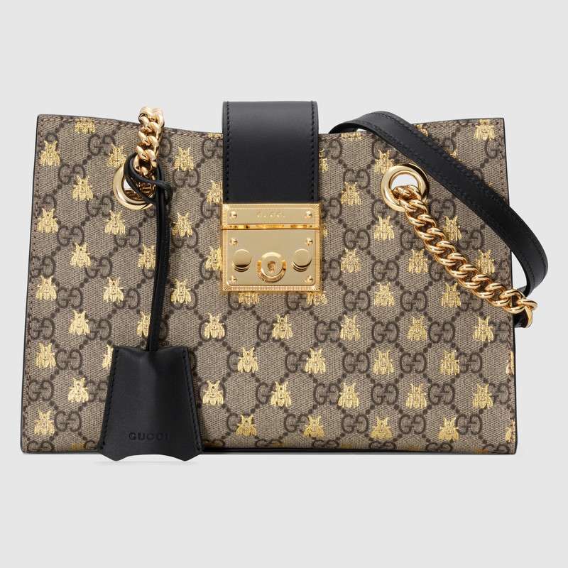 Gucci Padlock small GG bees shoulder bag 498156 9F26G 8319