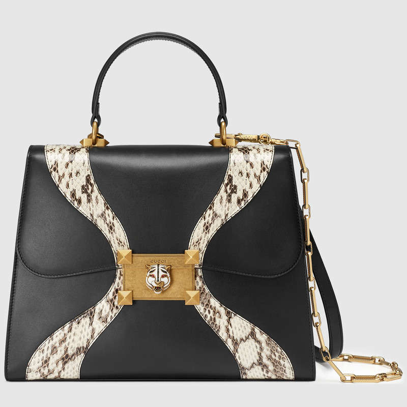 Gucci Snakeskin medium top handle bag 476435 DVUNX 8220