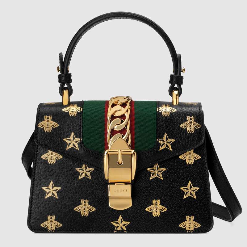 Gucci Sylvie Bee Star mini leather bag 470270 DJ2SG 8571