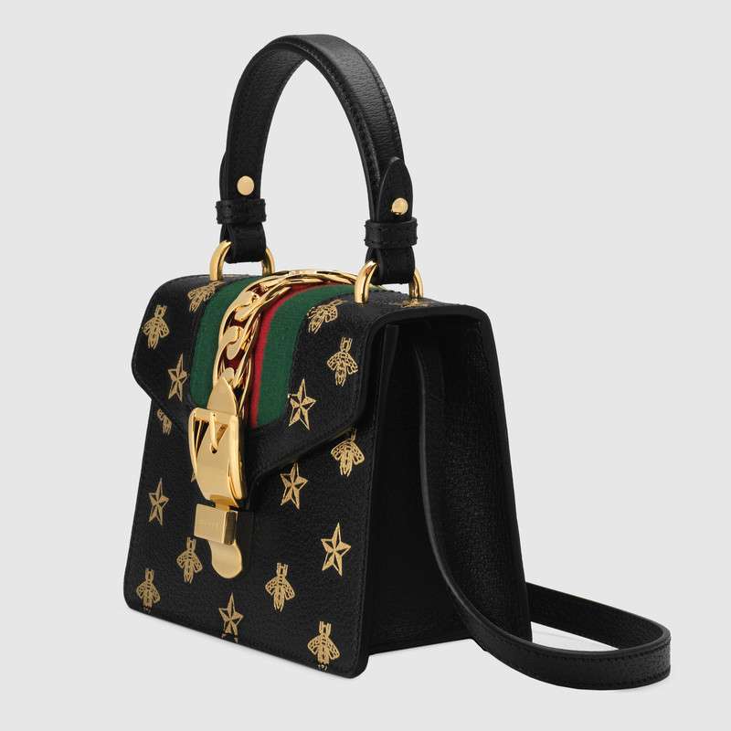 Gucci Sylvie Bee Star mini leather bag 470270 DJ2SG 8571