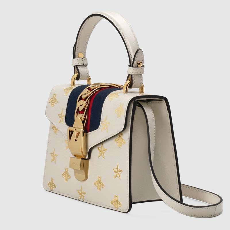 Gucci Sylvie Bee Star mini leather bag 470270 DJ2SG 8963