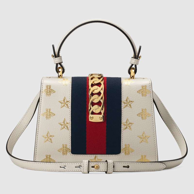 Gucci Sylvie Bee Star mini leather bag 470270 DJ2SG 8963