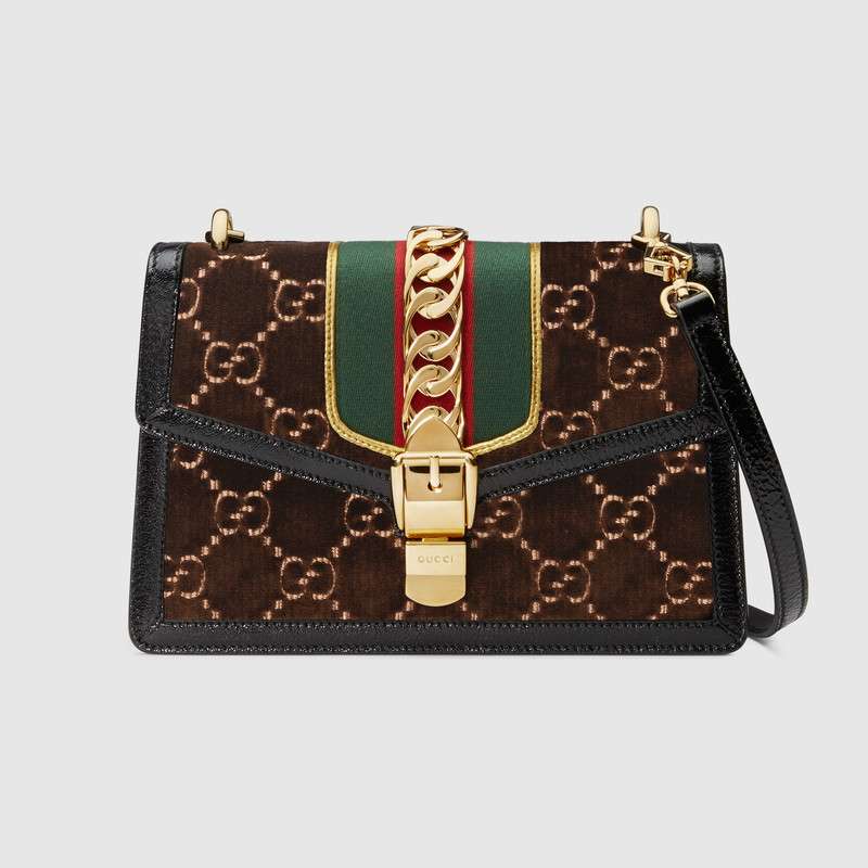 Gucci Sylvie GG velvet small shoulder bag 524405 9JTEG 2068