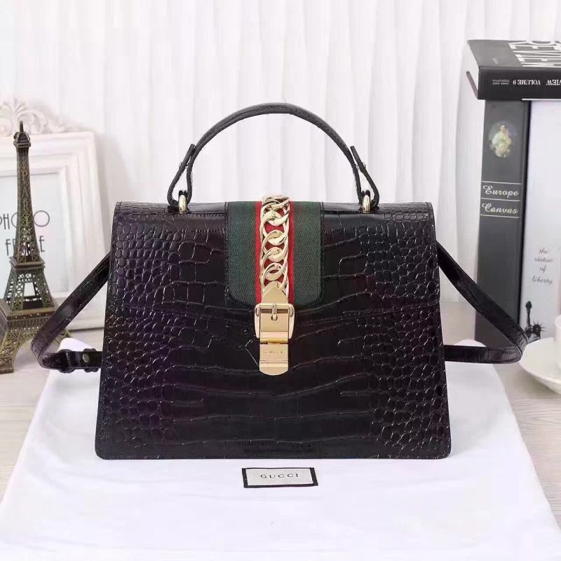 Gucci Sylvie crocodile top handle bag 431665 DVU0G 1000