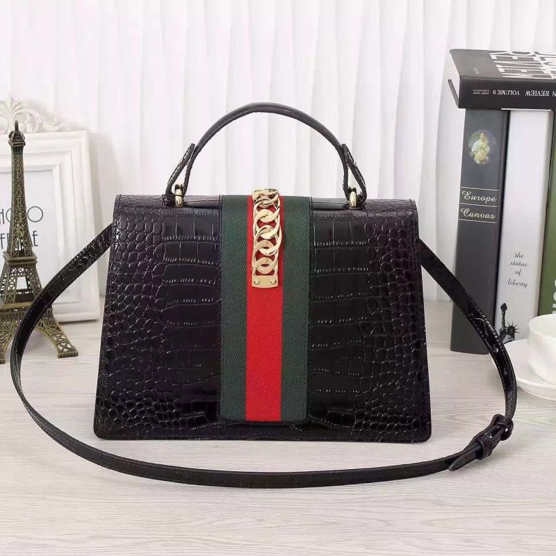 Gucci Sylvie crocodile top handle bag 431665 DVU0G 1000