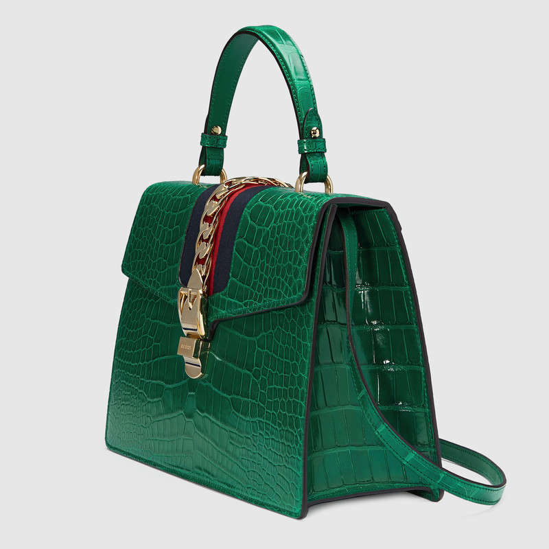 Gucci Sylvie crocodile top handle bag 431665 EV4CG 3160