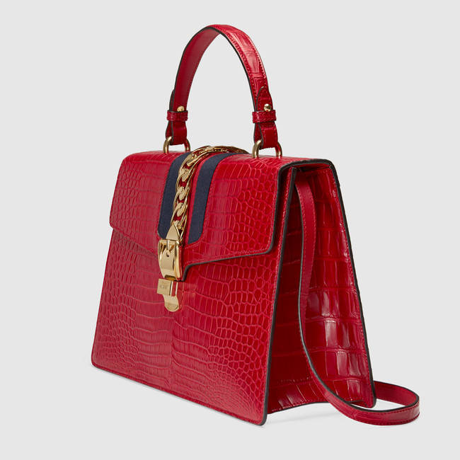 Gucci Sylvie crocodile top handle bag 431665 EV4CG 6473