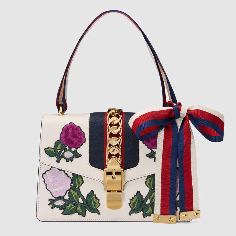 Gucci Sylvie embroidered small shoulder bag 421882 D4ZQG 8614