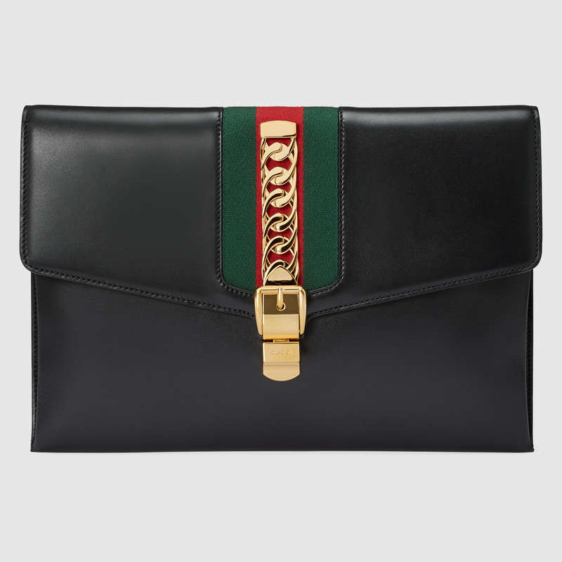 Gucci Sylvie leather maxi clutch 477630 DRWNG 1060