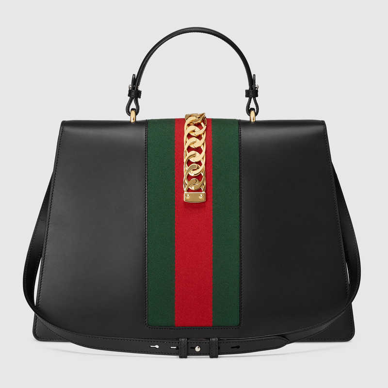 Gucci Sylvie leather maxi top handle bag 477631 CVL1G 1060