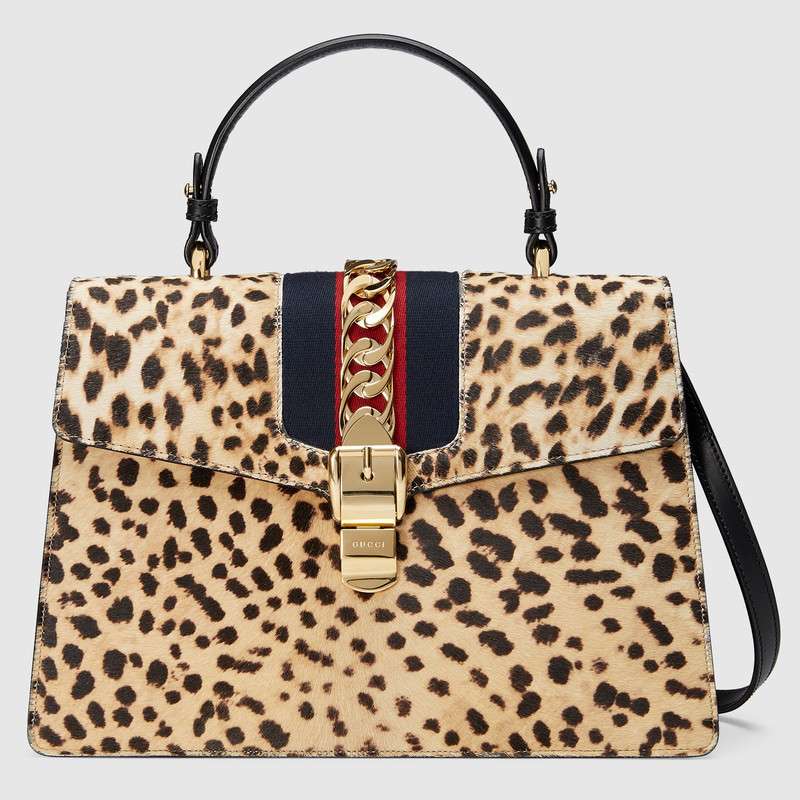 Gucci Sylvie leopard print top handle bag 431665 D4HCG 8020