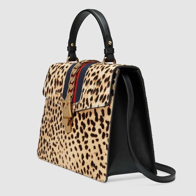 Gucci Sylvie leopard print top handle bag 431665 D4HCG 8020