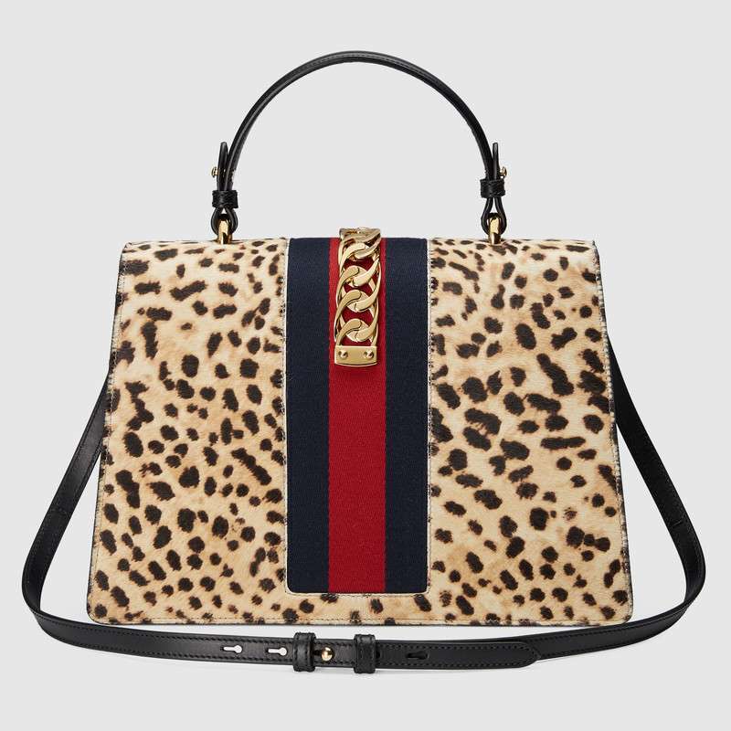 Gucci Sylvie leopard print top handle bag 431665 D4HCG 8020