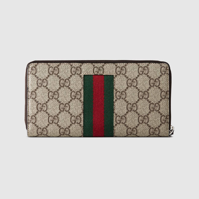 Gucci Web GG Supreme zip around wallet 408831 KHN4N 9791