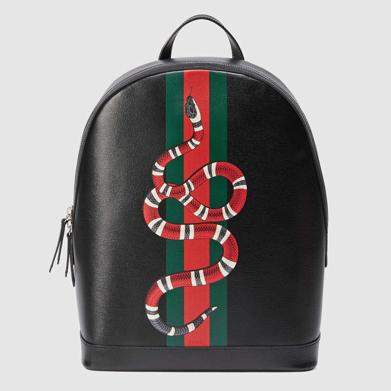 Gucci Web and Kingsnake print leather backpack 419584 DLU1N 8459