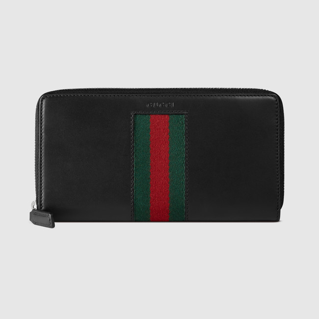 Gucci Web leather zip around wallet 408831 CVL1N 1060