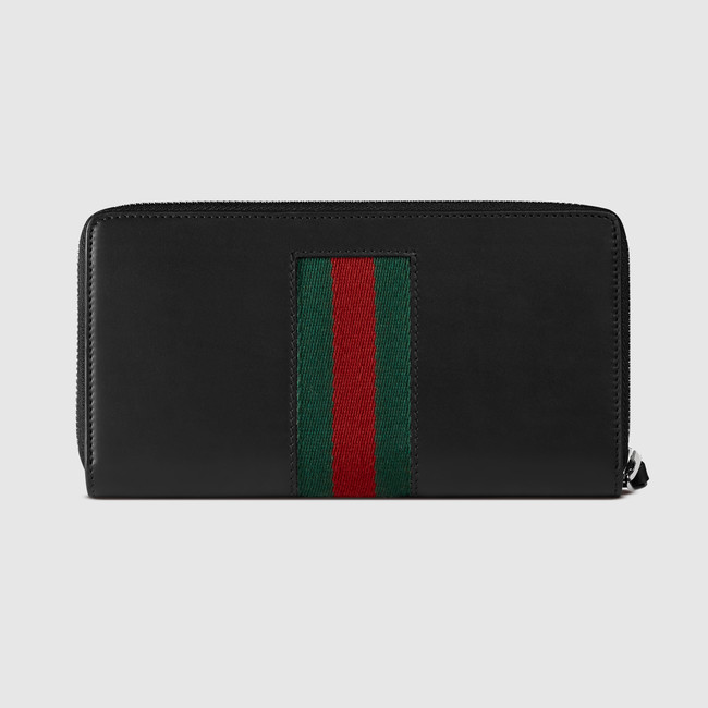 Gucci Web leather zip around wallet 408831 CVL1N 1060