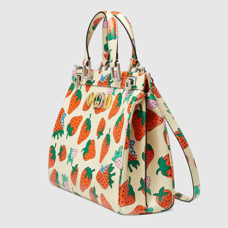 Gucci Zumi Strawberry print medium top handle bag 564714 08NAX 9036