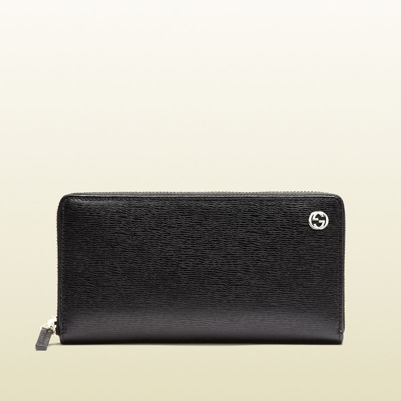 Gucci betty black leather zip around wallet