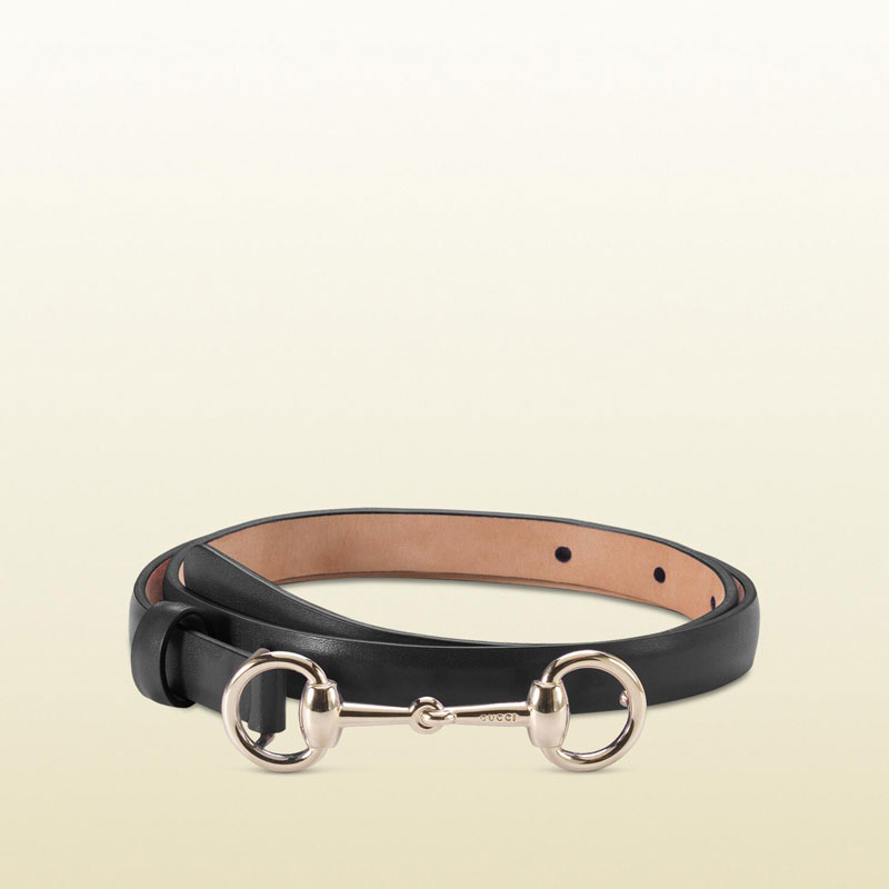 Gucci black leather belt with horsebit buckle 282349 BGH0G 1000