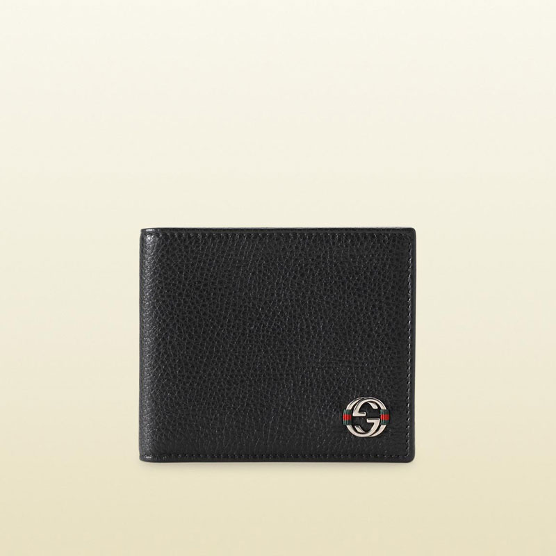 Gucci black leather bi-fold wallet with interlocking g detail 308798 A7MMN 1060