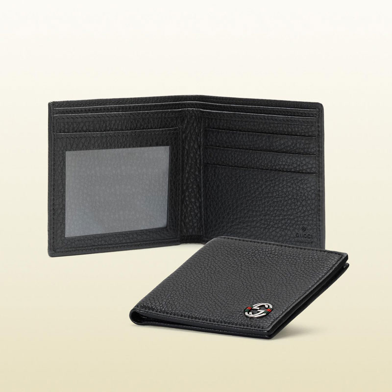 Gucci black leather bi-fold wallet with interlocking g detail 308798 A7MMN 1060