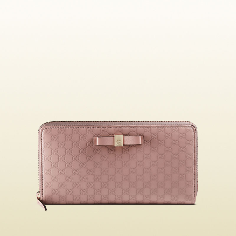 Gucci bow microguccissima leather zip around wallet