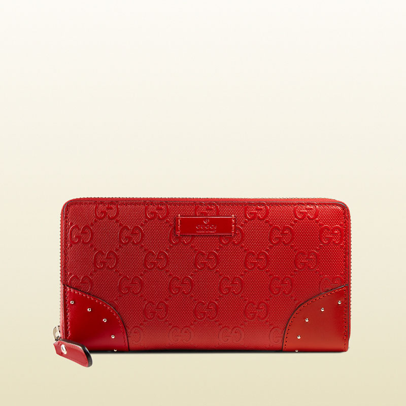 Gucci bright diamante leather zip around wallet