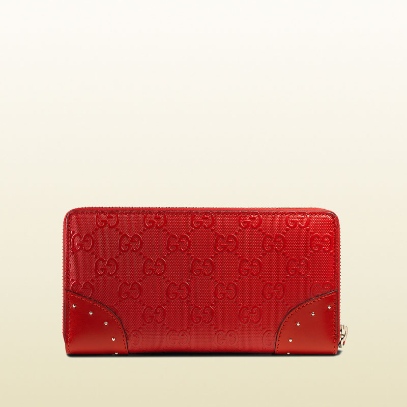 Gucci bright diamante leather zip around wallet