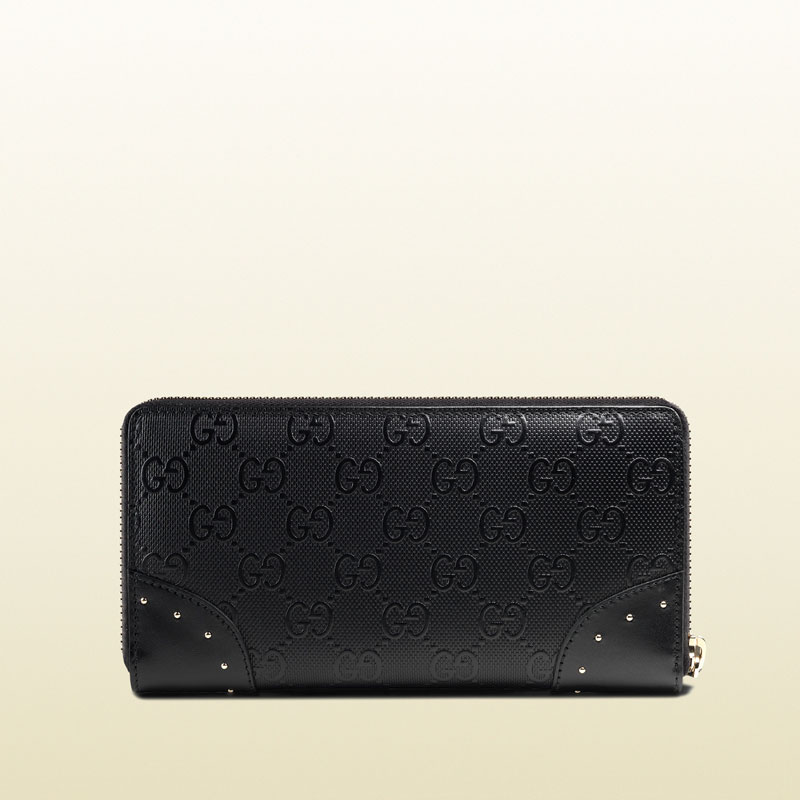 Gucci bright diamante leather zip around wallet