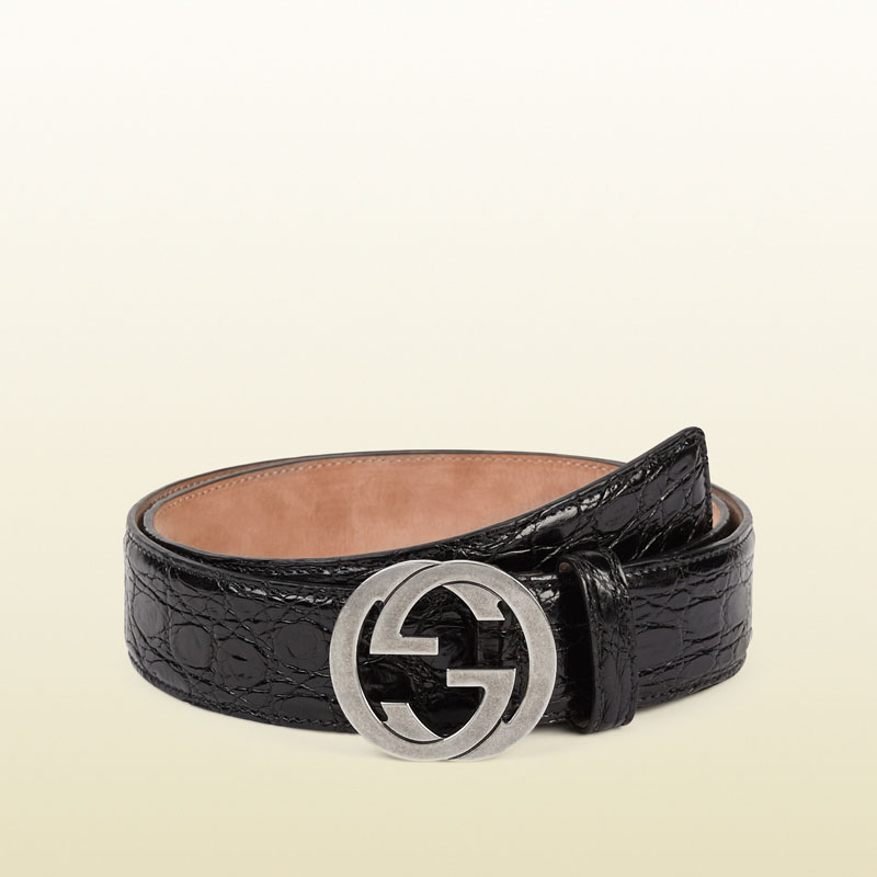 Gucci crocodile belt with interlocking G buckle 368186 E7I0N 1000