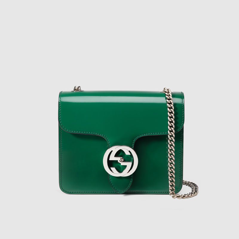 Gucci interlocking polished leather shoulder bag