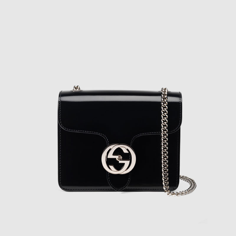 Gucci interlocking polished leather shoulder bag