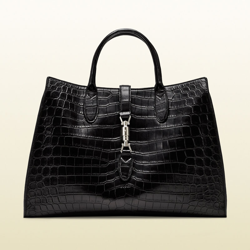 Gucci jackie soft crocodile top handle bag