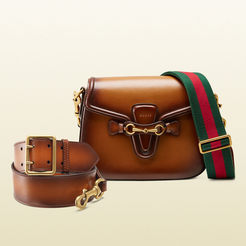 Gucci lady web hand-stained leather shoulder bag