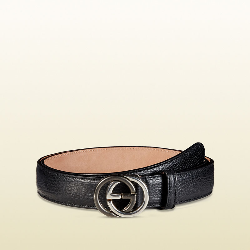 Gucci leather belt with contrast interlocking G buckle 295704 CAO0N 1000