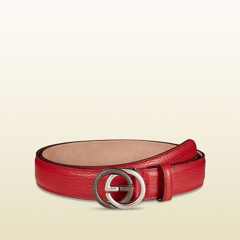 Gucci leather belt with contrast interlocking G buckle 295704 CAO0N 6420