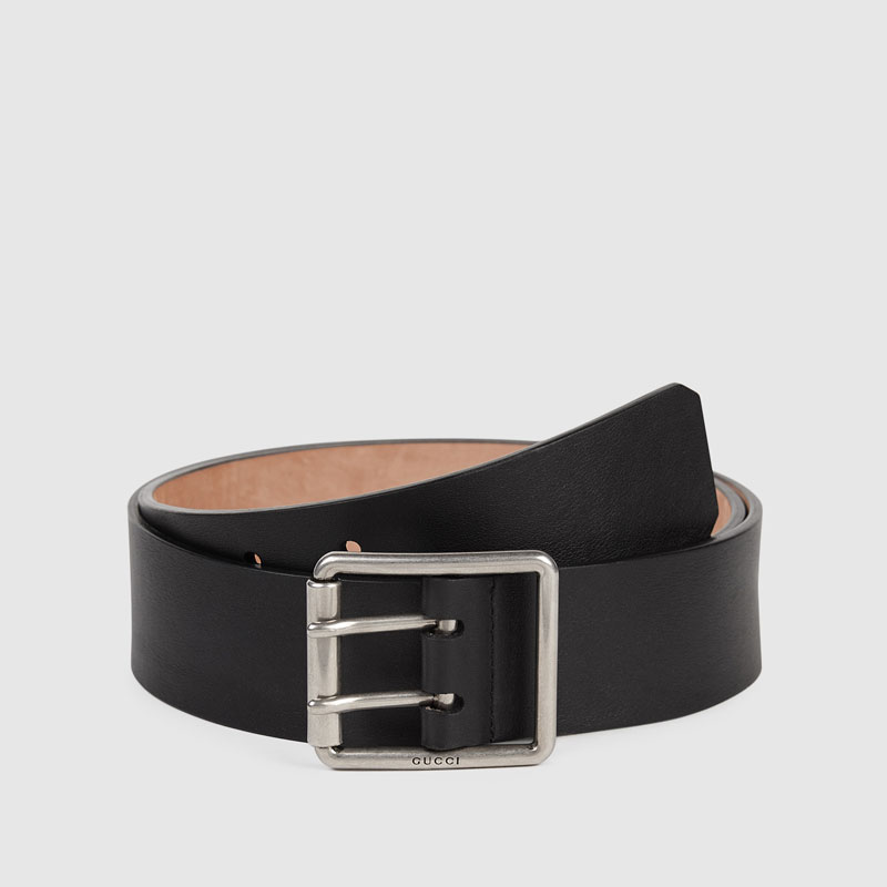 Gucci leather belt with double prong square buckle 387026 AP00N 1000