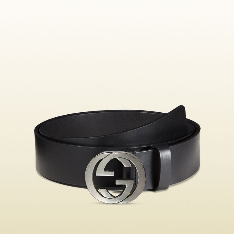 Gucci leather belt with interlocking G buckle 368186 BGH0N 1000