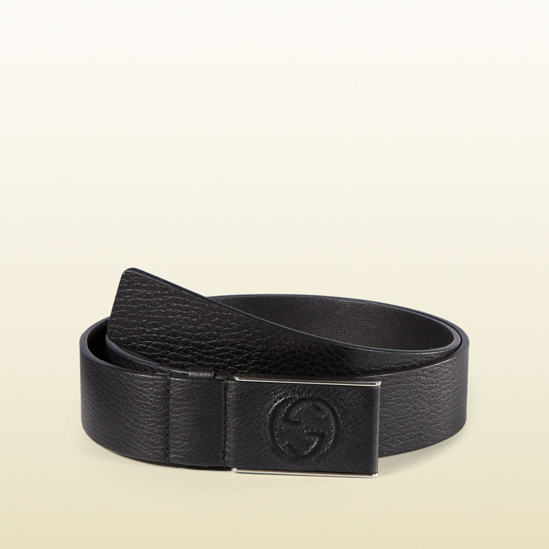 Gucci leather belt with leather covered plaque buckle 368188 A7M0N 1000