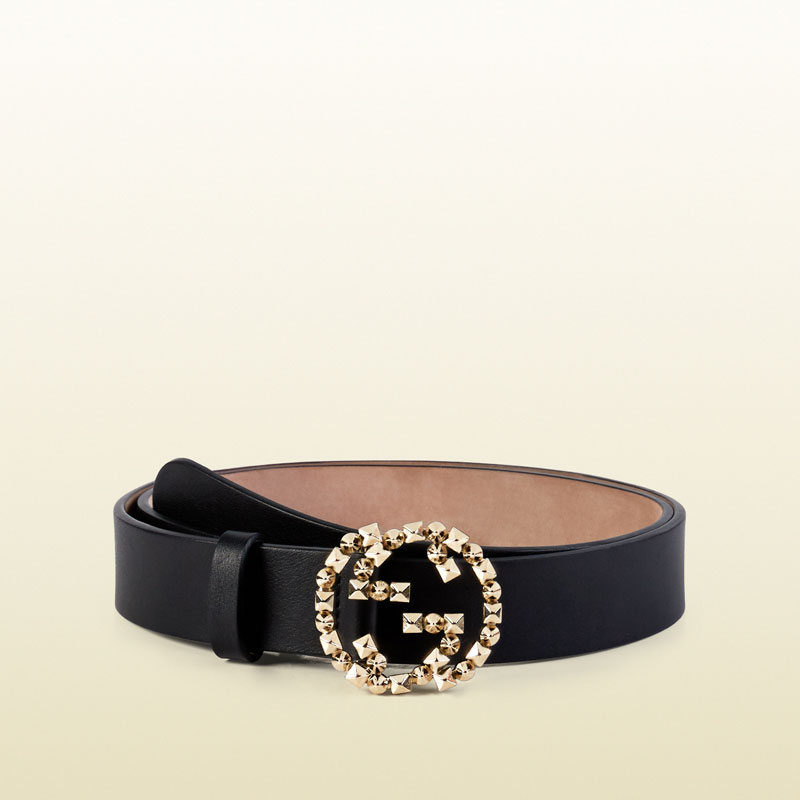 Gucci leather belt with studded interlocking G buckle 388991 AP00G 1000