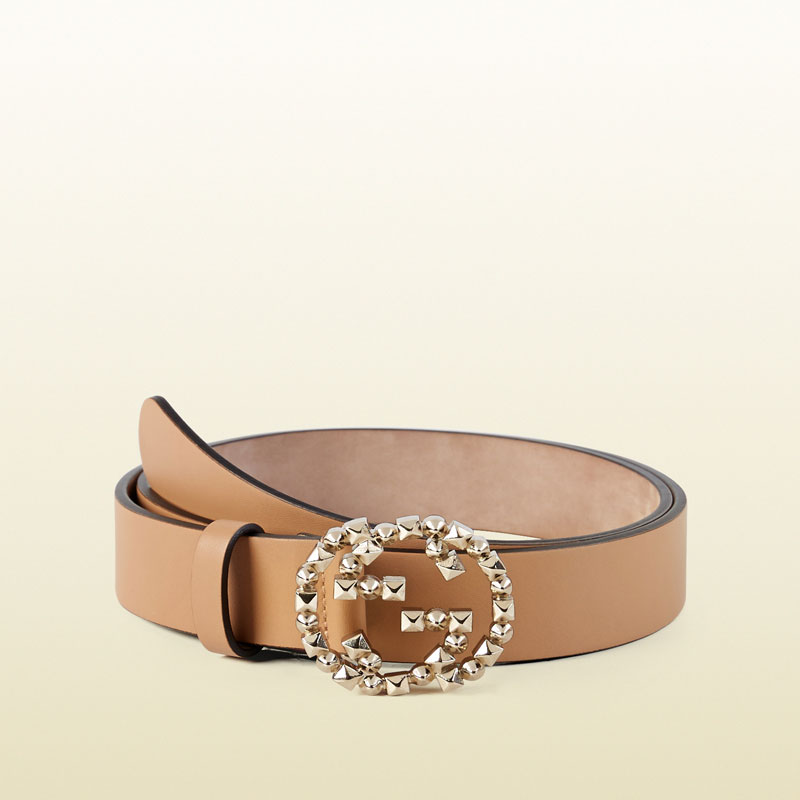 Gucci leather belt with studded interlocking G buckle 388991 AP00G 2754