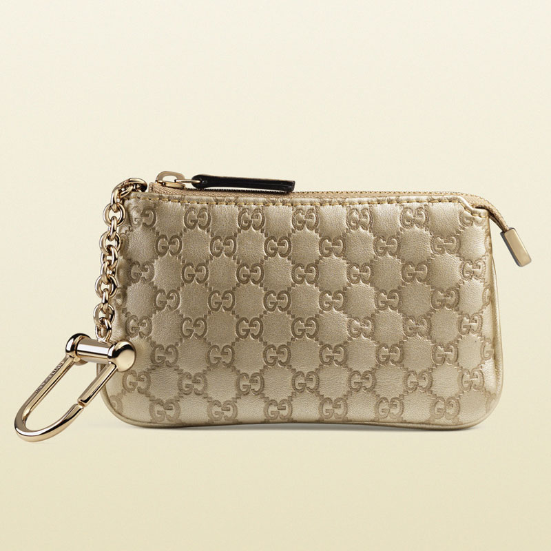 Gucci metallic microguccissima leather clip key case