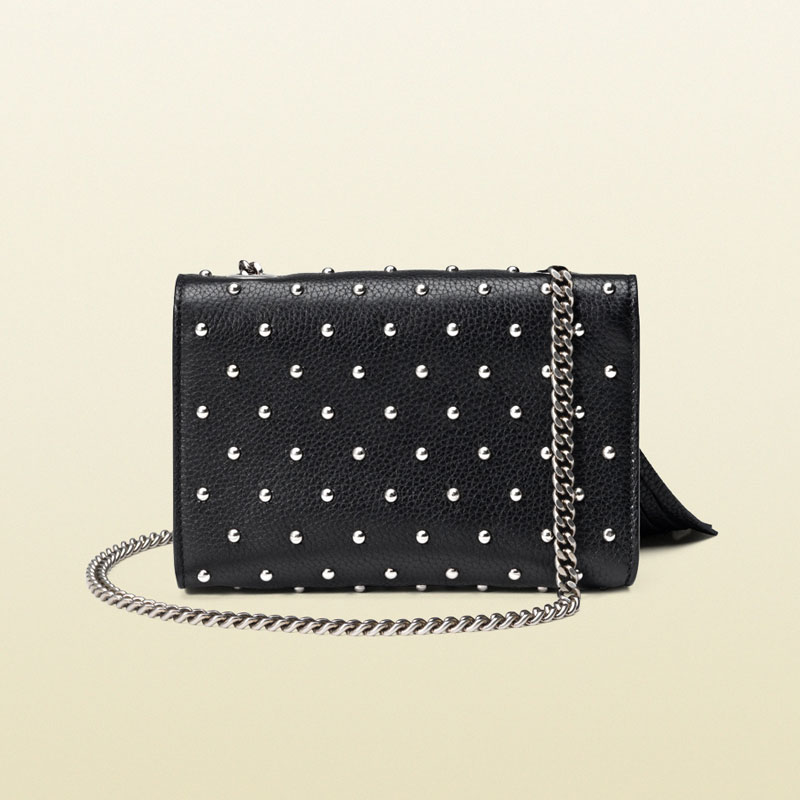 Gucci miss bamboo small studded leather shoulder bag