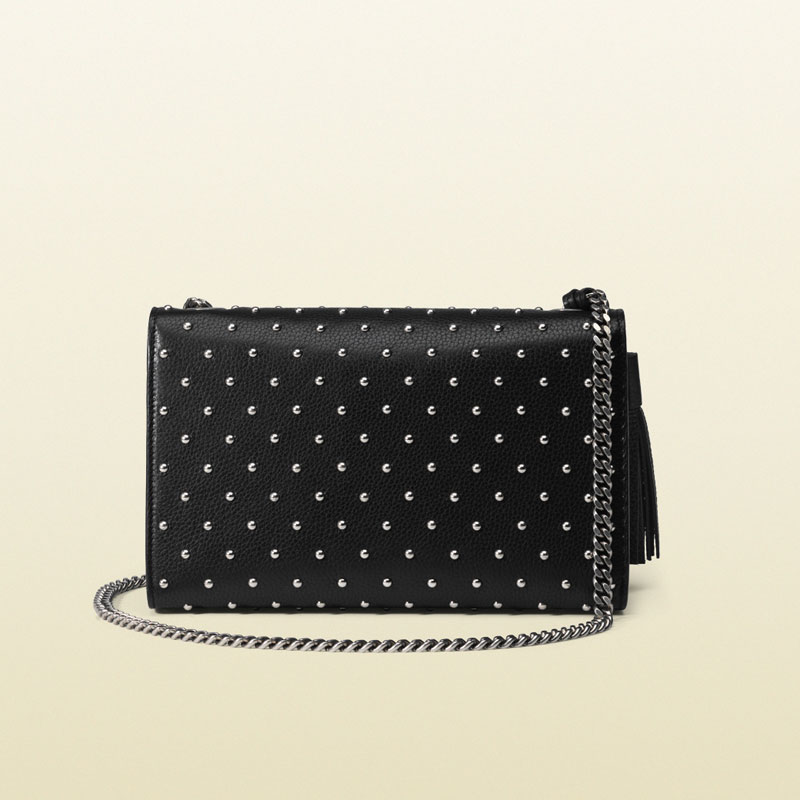 Gucci miss bamboo studded leather shoulder bag